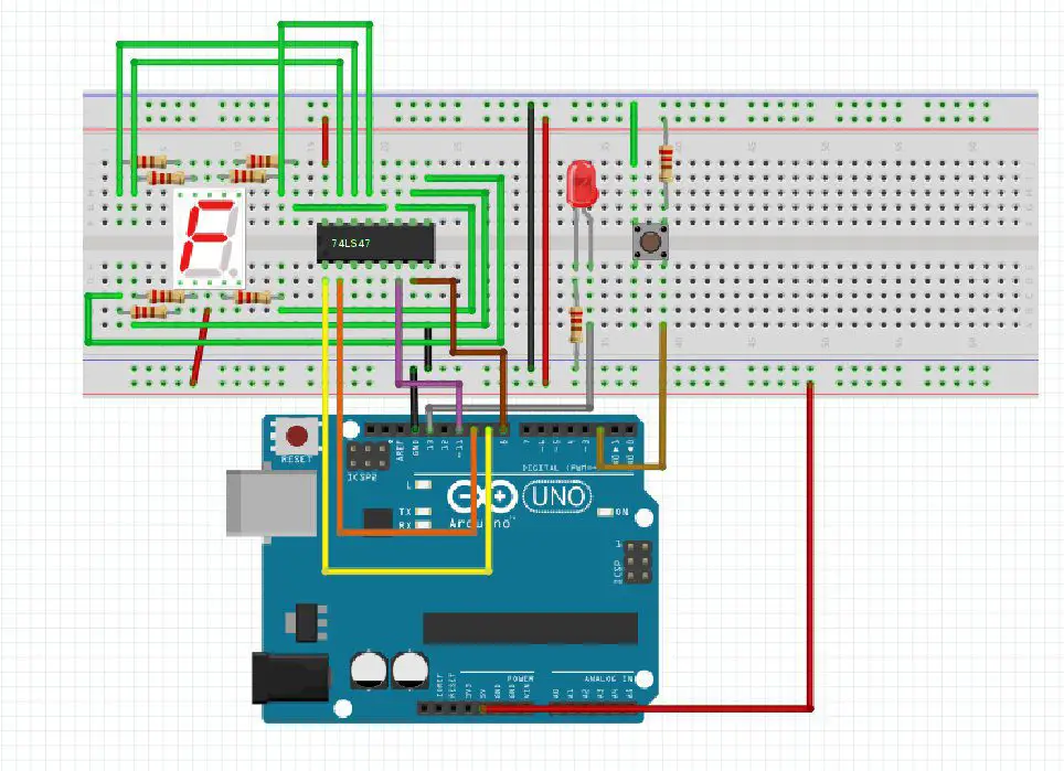 Arduino display 7 segmentos contador con pulsador